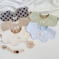 360°Cotton Baby Feeding Bibs Toddler Saliva Towel Cute Korea Rotativo Petal Neck Adjustable Button Feeding Burp Cloth