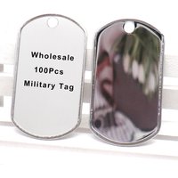Wholesale 100 20Pcs Stainless Steel Military Identity Tag Dog ID Tags For Men Pendant Men Tags Necklace Personality necklace