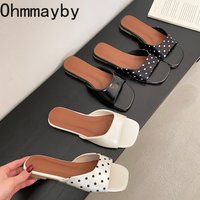 2026 New Summer Fashion Women Open Toe Polka Dot Slippers Fashion Slip On Ladies Comfort Outdoor Flats Dress Slides