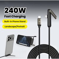 240W Type-C To Type C Cable Elbow Fast Charging Data Cable Foldable Phone Stand For iPhone17 16 Samsung 65W USB A To USB C Wire