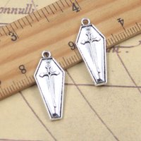 20pcs Charms Coffin 26x11mm Antique Silver Color Pendants Making DIY Handmade Tibetan Finding Jewelry