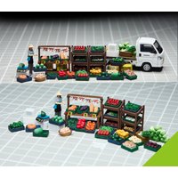 Kicarmod 1/64 Vegetable stand - High Precision 3D Printed Resin Miniature Scene for Car Model Diorama Collectible Gift