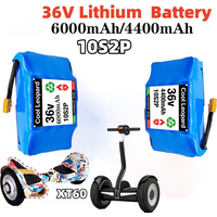 18650 Lithium Battery 36V 6000mAh/4400mAh 10S2P,XT60 Connector Original Rechargeable Battery,for Electric Hoverboard Balance Car