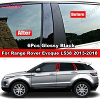 6x Car Door Window Center B C Pillar Post Cover Glossy Black Mirror Effect Trim PC Sticker for Range Rover Evoque L538 2013-2018
