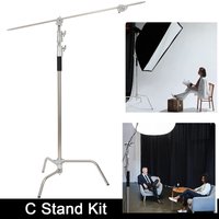 Professionelles Fotostativ C-Stand, höhenverstellbar 149–330 cm, Tragfähigkeit 20 kg, Edelstahl-Fotolichtstativ für Studio-Beleuchtung und Softboxen.