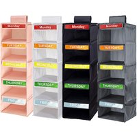 Weekly clothing organizer – 5-layer rack hanging closet storage device, specifically designed for storing clothing | Monday to F