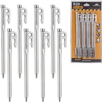 Campingmoon R40-6 Heavy Duty Steel Tent Stakes Pegs with Hook and Hole Design for Outdoor Backpacking Camping Tent Canopy