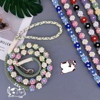 Fashion Handwoven Floral Dog Leash for Small Medium Dogs Cat Rope Outdoor Walking Puppy Traction Ropes 150Cm Dog Accessories New