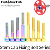 RISK Bicycle Stem Cap Fixing Bolt Countersunk Screws Titanium M6x30/35/40/50mm Mountain Bike MTB Road Bike Cycling Accessories