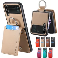 Vertical Cards Solt Magnetic Wallet Ring Holder Leather Case for Samsung Galaxy Z Flip 7 FE 6 5 4 Flip4 5G Zflip4 Stand Cover