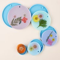 5 Size Round Tag Pendant Silicone Mold DIY Keychain Crystal Epoxy Resin Mold Hand Gift For Christmas Home Decoration Accessory