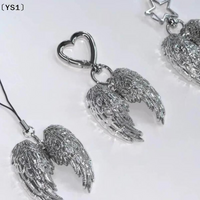 〔YS1〕1 Piece Women's Wings Car Pendant Retro Metal Texture Angel Wing Keychain Bag Accessories Jewelry Friends Gifts