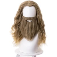 Cosplay Costume Fat Thor 45Cm Blonde Curly Heat Resistant Synthetic Hair Wig Cap NM35