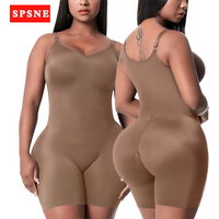 Fajas Colombianas Mid Thigh Tummy Control Bodysuit for Women Comfy Daily Use Shapewear with Built-In Bra Slimming Body Shaper