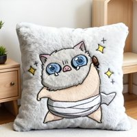 Anime Demon Slayer Peripheral Plush Pillow Cartoon Cute Hashibira Inosuke Animal Pig Stuffed Plush Soft Doll Pillow Cushion Gift