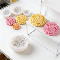 3D Peony Silicone Mold Easy Demould Reusable for DIY Beeswax Candle Soap Car Diffuser Resin Handmade Ornament Mother's Day Gift