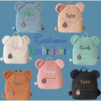 Embroidered customised plush cartoon teddy bear double shoulder backpack casual backpack suitable for school daily outings gifts