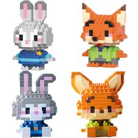 Disney Nick and Judy Hopps high building blocks Stitch Kawaii mini desktop ornaments youth toys room decoration anime cartoon