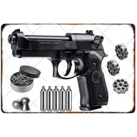 Vintage Beretta Pistol Gun Retro Metal Tin Sign Shooting Range Man Cave Garage Wall Decor