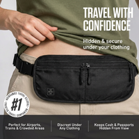 RFID Blocking Travel Waist Pouch Anti-Theft Slim Money Belt with Multi-Wear Design Waterproof RFID Wallet for Cards
