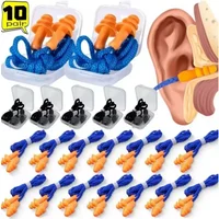 Soft Anti-Noise Ear Plug Waterproof Swimming Silicone Corded Earplugs Anti Lost Reusable Earplug With Rope Hearing Protection
