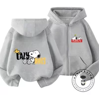 Trendy Hot Cartoon Zipper Hoodie Cute Casual Winter Hooded Kids Apparel Snoopy Children 3 14