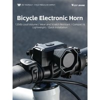 AliExpress West Biking WEST BIKING 120dB Bike Electronic Horn 5 Modes IPX4 Waterproof Type-C Rechargeable Lightweight Bicycle Bell for MTB Road Bike