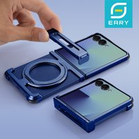 Eary Frameless Magnetic Case for Samsung Galaxy Z Flip 7 with 360°Rotating Ring Kickstand Shockproof Aluminum Metal Phone Cover