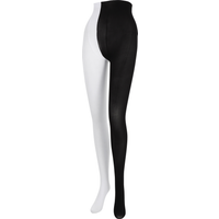 Candy Color Stretch Silk Stockings Anti Slip Design For Party Wear Black White Dual Tone Splice Fashion Legwear Hosiery