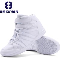 BAXINIER Girls White High Top Cheerleading Shoes Lightweight Youth Cheer Competition Sneakers Training Dance Tennis Shoes
