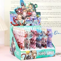 New 6Pcs/Set Acrylic Game Kaedehara Kazuha Yoimiya Hu Tao Kaeya Alberich Kirara Gel Pen Black Signature Pen