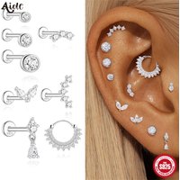 Aide Moissanite Diamond Stud Earrings for Women Orginal 925 Sterling Silver Screw Back Women Flat Back Moissanite Earring Jewel