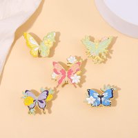 Cartoon Anime Butterfly Enamel Pins Women's Fashion Accessories Butterfly Flowers Brooches Backpack Lapel Badges Jewelry Gifts