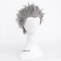xiaoxiao Vergil Cosplay Short Silver Grey Slicked-back Heat Resistant Synthetic Hair + Wig Cap