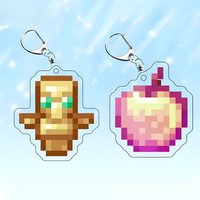 2-10PCS/Set Enchanted Fantasy Keychains - Totem of Undying Diamond Sword Golden Apple Pickaxe Model Collectible Toys Keyrings