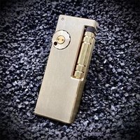 2026 Classic Brass Side Slip Ignition Fuel Lighter, Windproof Engraved Brass Lighter, Cigarette Accessories, Men's Gift