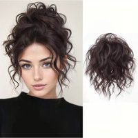 Elegant Wool Curly Synthetic Bun Hairpiece With Elastic Rubber Band Fluffy Bun Updo Chignon Hair Extension for Women Daily Use