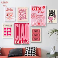 Simplicity Vintage Pink Cartoon Print Canvas Posters Wall Art Poster Home Decor Canvas Print Painting Living Room Bedroom Decor