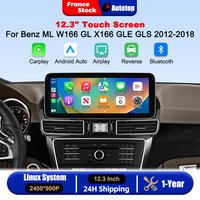 12,3-calowy ekran dotykowy 2400*900P z bezprzewodowym CarPlay i Android Auto do Mercedes Benz ML W166 GL X166 GLE GLS 2012-2018 z systemem NTG4.5/5.0, inteligentny system samochodowy, inteligentne