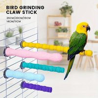 Durable ABS Parrot Claw Grinding Stick Wooden Perch Sand Parakeet Toy for Teeth Bites Cage Accessories