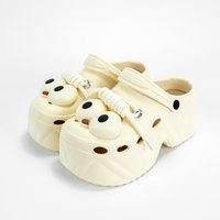 Summer New Cartoon Big-Eyed Fashion Versatile Eva Clogs for Women, Outdoor Casual Slippers, Thick-Soled Non-Slip Height-Increasing Closed-Toe Sandals 8809