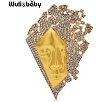 Wuli&baby Charming Art Face Brooches For Women Unisex Metal Rhinestone Abstract Portrait Character Party Casual Coat Brooch Pins