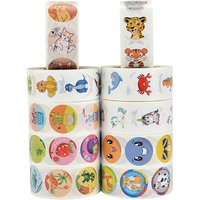 500pcs 1inch Round Cartoon Marine Animal Smiling Face Dinosaur Unicorn stickers for Kids Teacher Reward Encourage Sticker