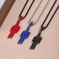 Skew Head Tag Rhinestone Pendant Necklace Trendy Hip Hop Unisex Pendants Wholesale Gemstone Lock Chain Metal Crafts Jewelry Gift