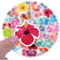 60pcs Fresh Hibiscus Flower Stickers Laptop Bicycle Guitar Skateboard Sticker Kid DIY Graffiti Waterproof stickers