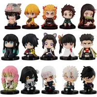5-15pcs Q Version Demon Slayer Collectible Toy Set PVC Figurals Tanjiro Nidouzi Inosuke Zenizu Ghost Dolls Gifts