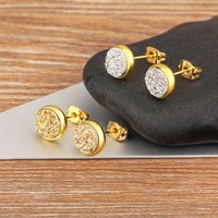 Nidin New Simple Trendy 8 MM Beads 6 Colors Geometric Round Mineral Stone Stud Earrings For Women Fashion Cute Ear Jewelry Gifts