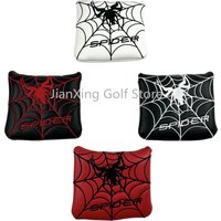 Embroidery Pattern Golf Putter Cover PU Leather Large Mallet Golf Head Cover Magnetic Closure Golf Head cover