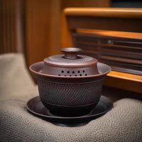 180ml Purple Pottery Jump Knife Gaiwan Japanese Tea Tureen Household Tea Bowl With Lid Kit Tea Making Cover Bowl Cafe Collection
