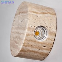Japanese Wabi‑Sabi Yellow Travertine LED Wall Sconce Rotatable Natural Stone Lamp for Bedroom Bedside Aisle Stair Restaurant